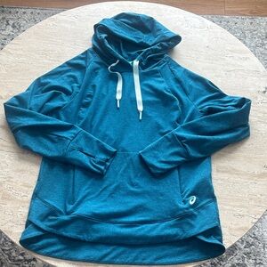 Asics Blue Hooded Sweatshirt w/zipper kangaroo pocket